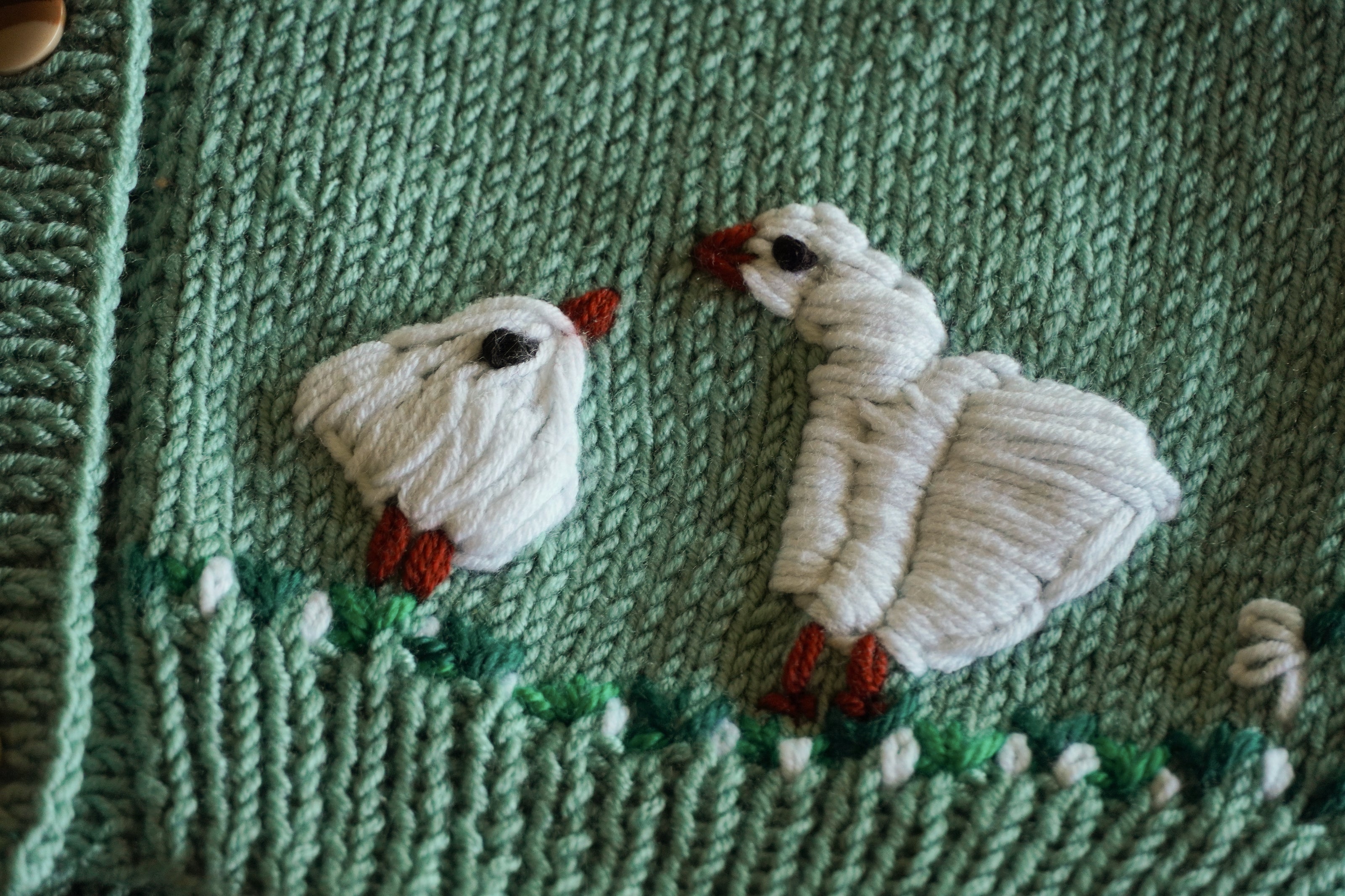Sage Kids Cardigan with Ducks and Chicks