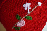 Red Bonnet with Hand Embroidered Spring