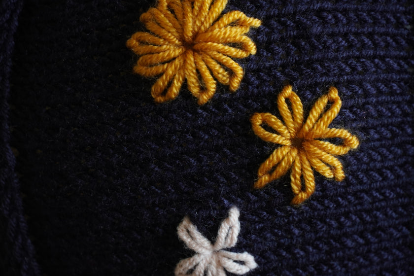 Hand-Embroidered Heirloom Bonnet – Night Blue