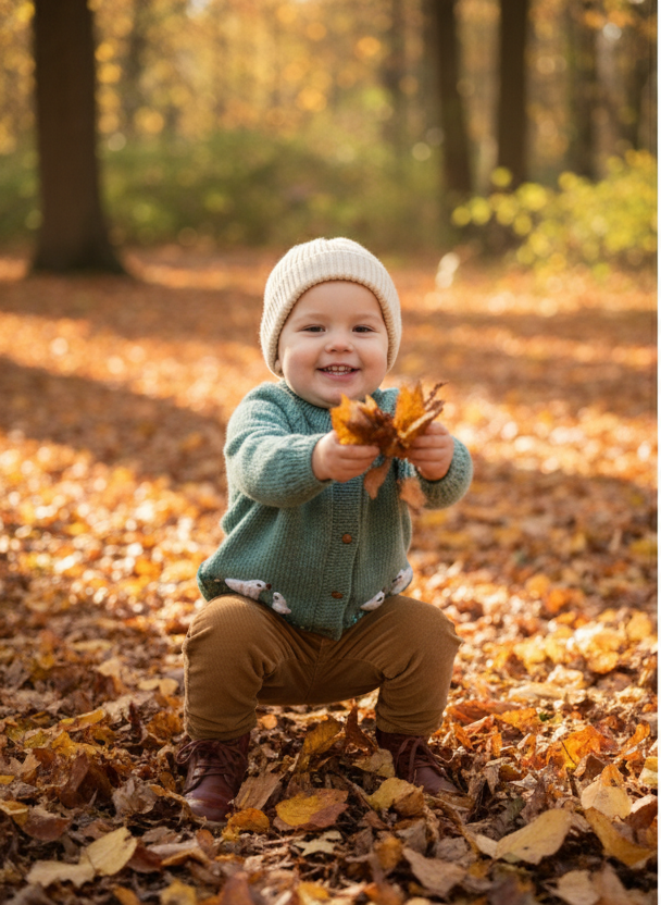 Sage Kids Cardigan with Ducks and Chicks