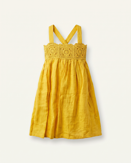 Mustard crochet sundress, product view