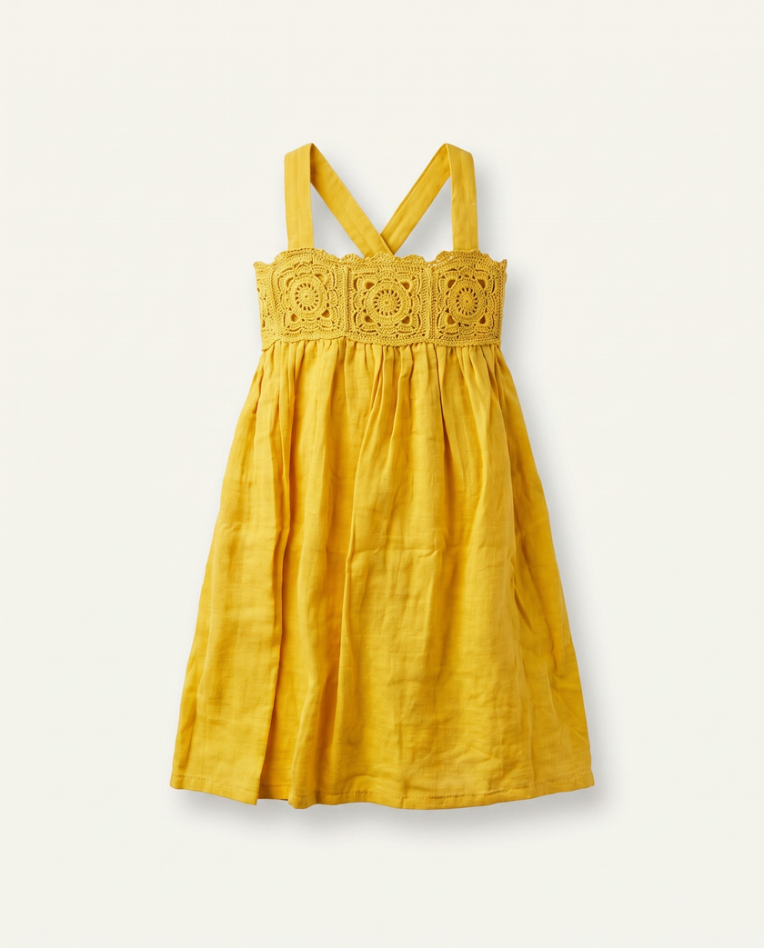 Mustard crochet sundress, product view
