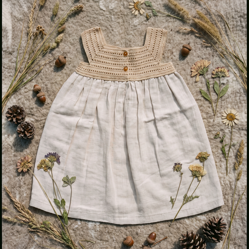 Natural crochet dress flat-lay