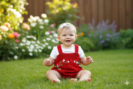 Red Baby Romper & Bonnet Set