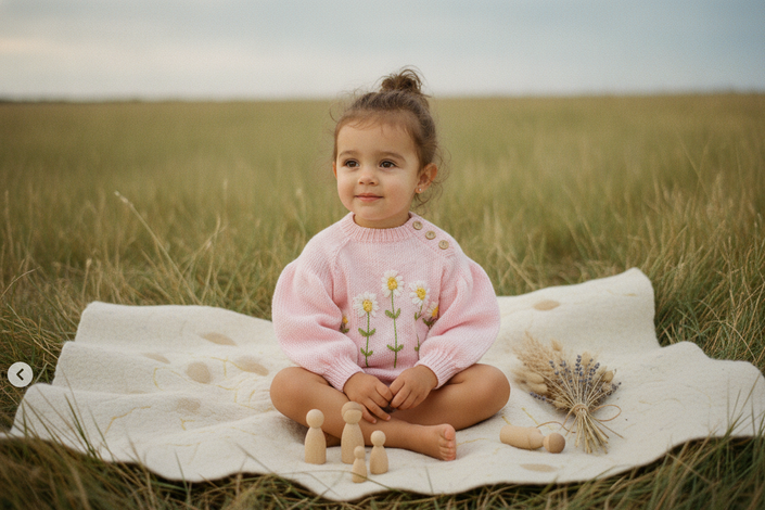Pink Floral Embroidered Knit Sweater