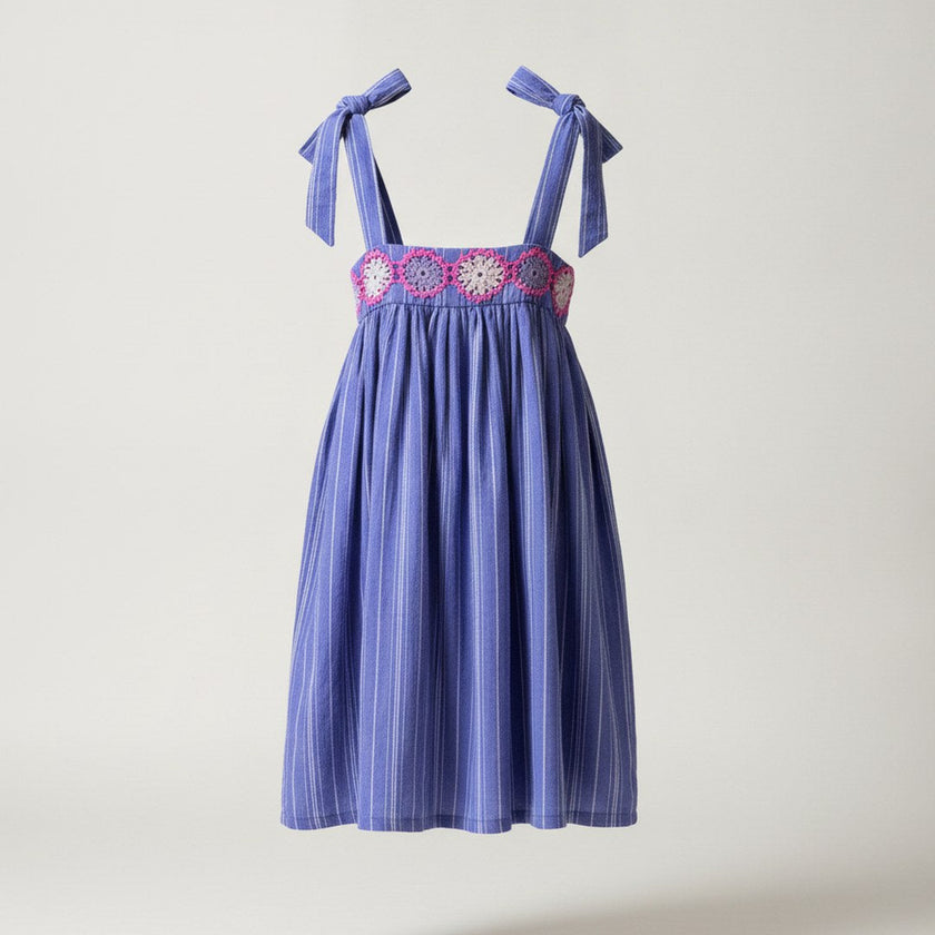 Periwinkle Tie-Shoulder Floral Dress