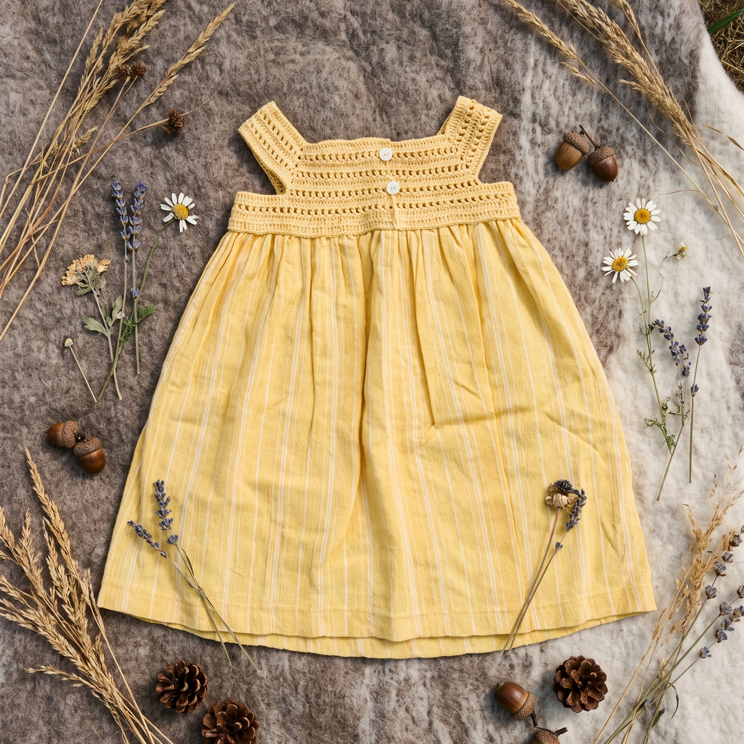 Yellow Striped Cotton Baby Sundress